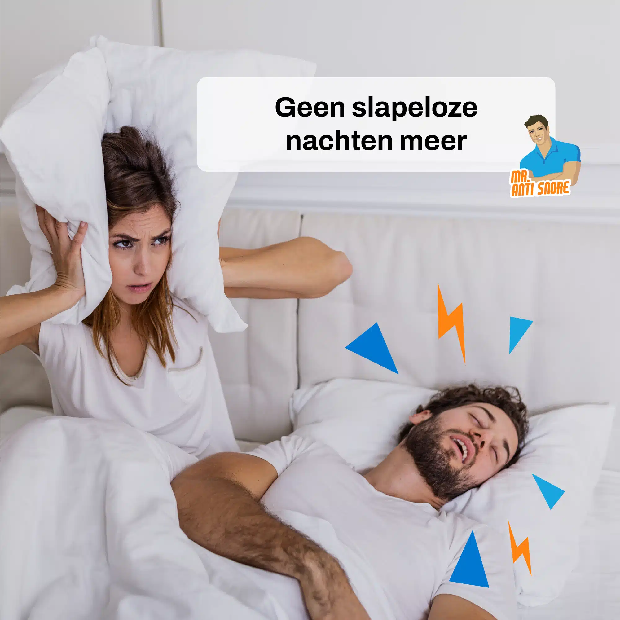 Mr. Anti Snurk - Koppel in bed, vrouw boos