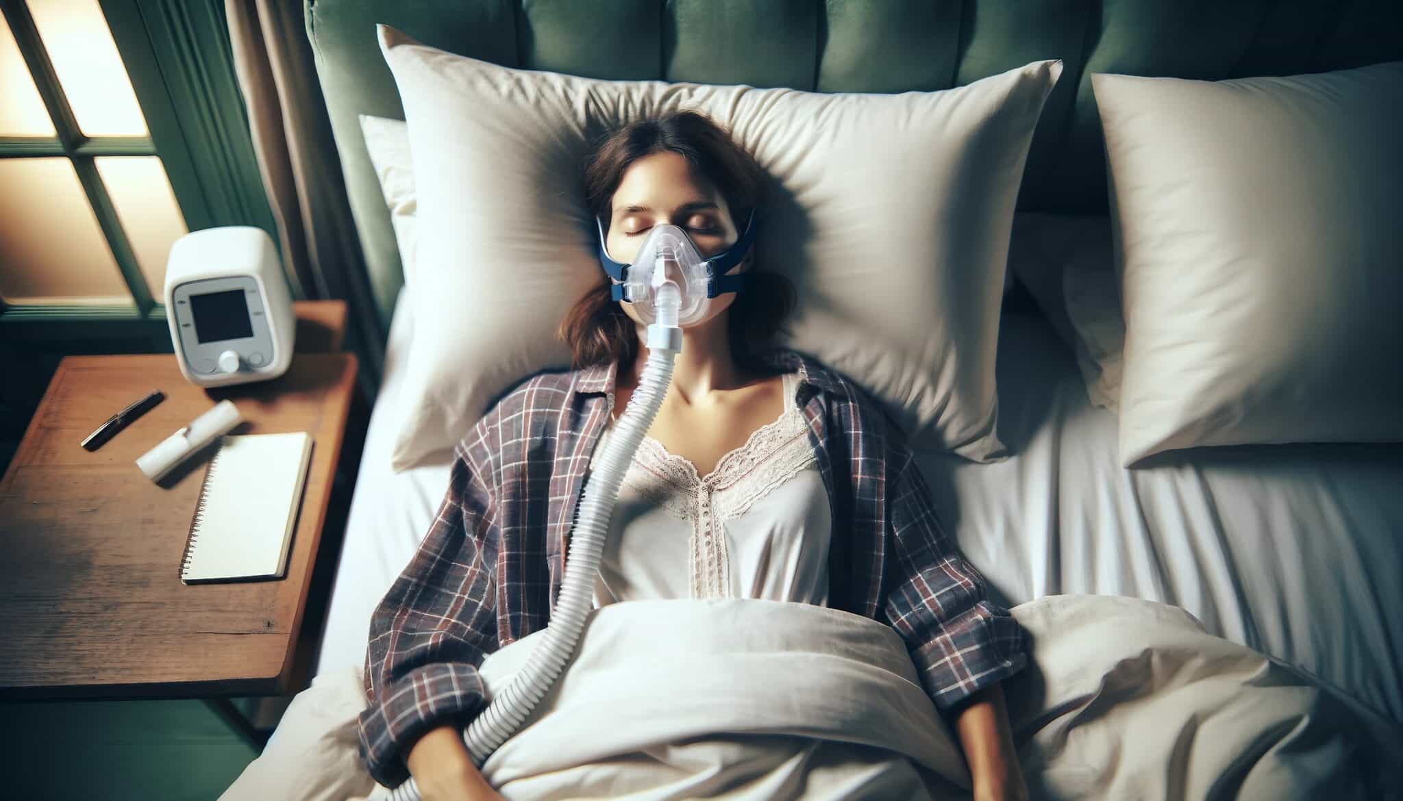 Vrouw die slaapt met een CPAP masker